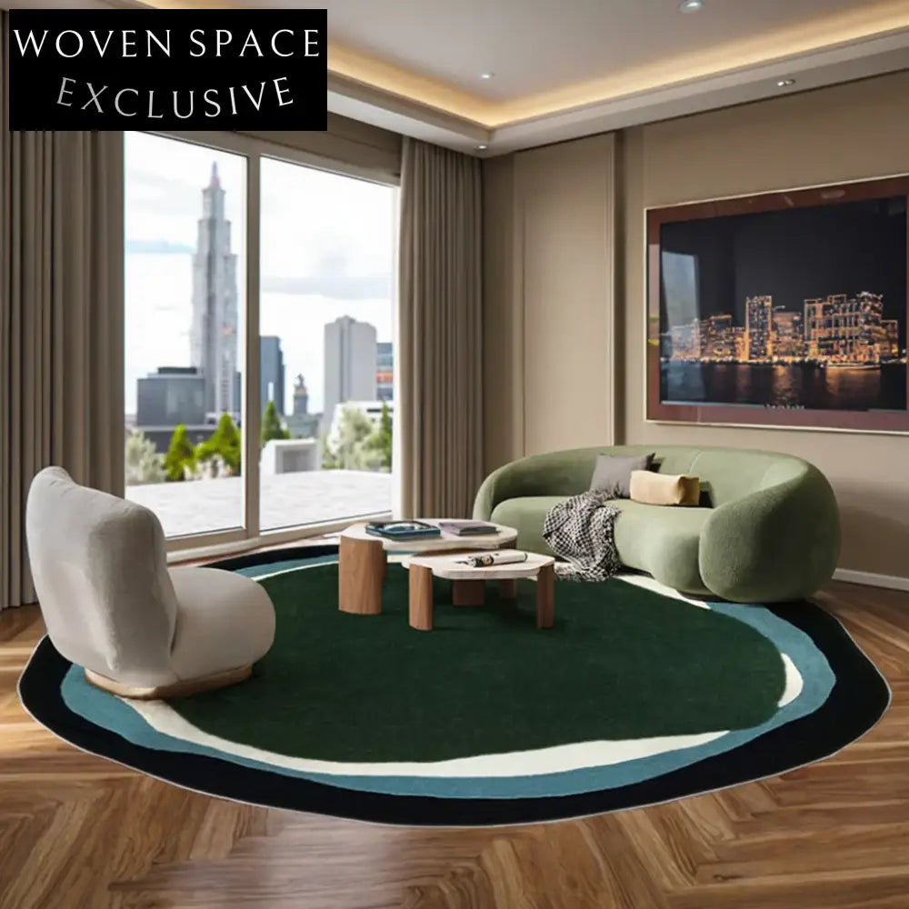 Customizable Modern French Style Wool Blend Geometric Pattern Living Room Area Rug