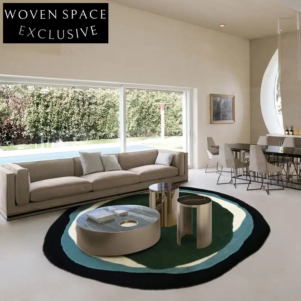 Customizable Modern French Style Wool Blend Geometric Pattern Living Room Area Rug