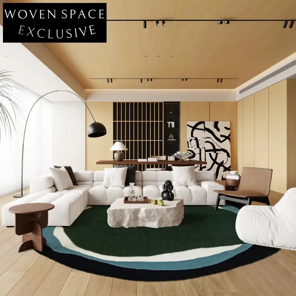 Customizable Modern French Style Wool Blend Geometric Pattern Living Room Area Rug