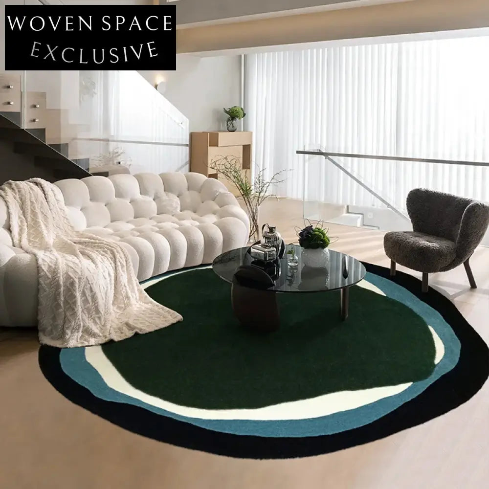 Customizable Modern French Style Wool Blend Geometric Pattern Living Room Area Rug