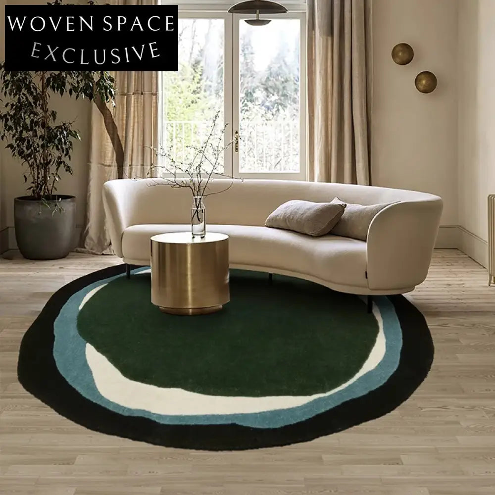 Customizable Modern French Style Wool Blend Geometric Pattern Living Room Area Rug