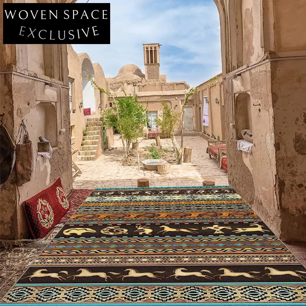 Customizable Persian Moroccan Geometric Pattern Washable Area Rug for Home