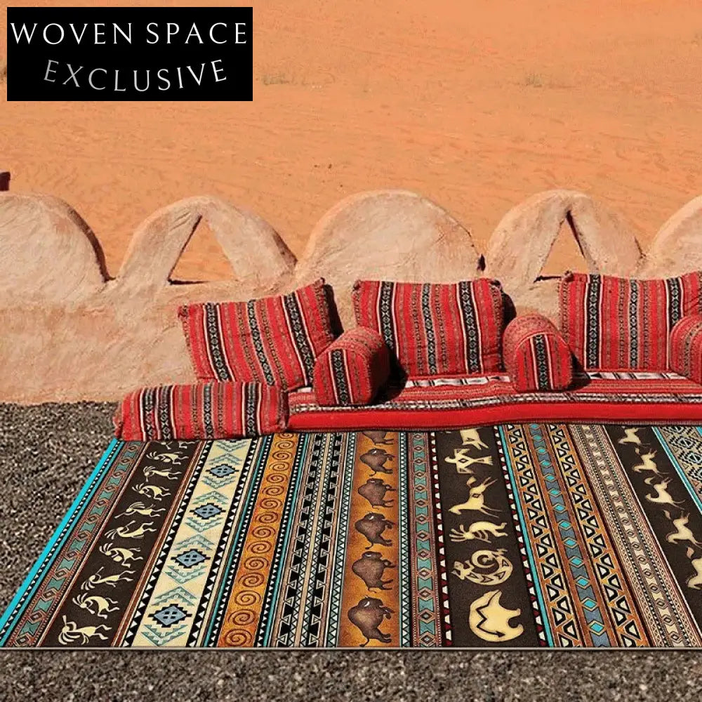 Customizable Persian Moroccan Geometric Pattern Washable Area Rug for Home