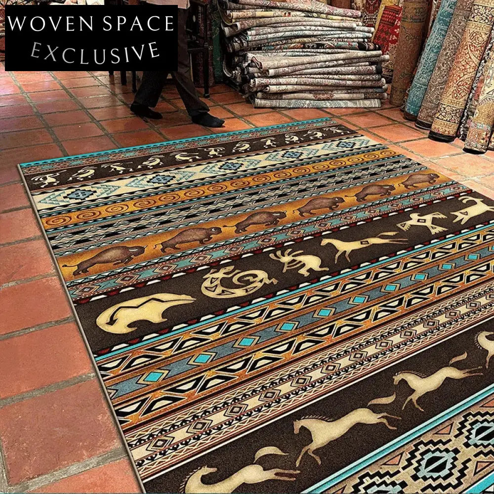 Customizable Persian Moroccan Geometric Pattern Washable Area Rug for Home