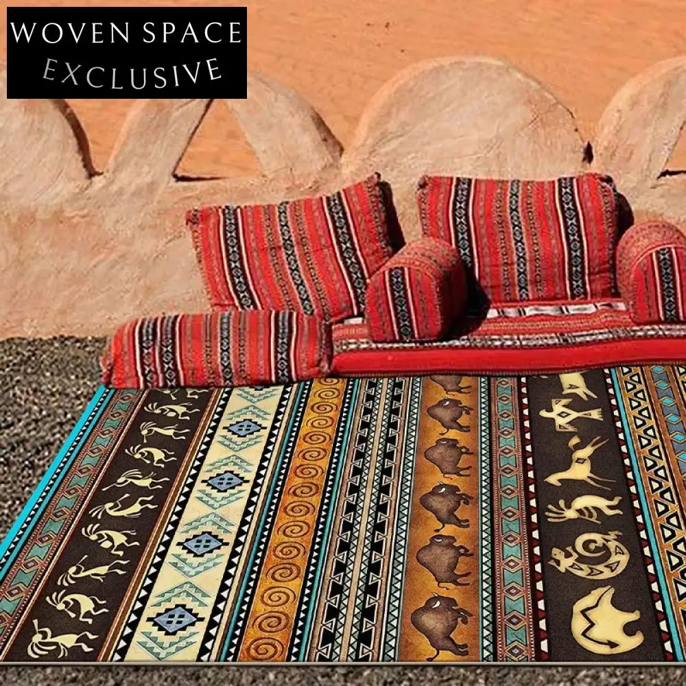 Customizable Persian Moroccan Geometric Pattern Washable Area Rug for Home