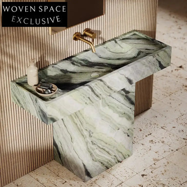 Customized Verde Alpi Marble Luxury Green Marble Freestanding Bathroom Sink Pedestal Sink Wash Basin Bathroom Vanity
