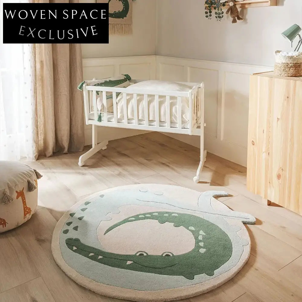 Cute Alien Cartoon Polyester Area Rug for Teenagers, Hand-Made Soundproof Carpet