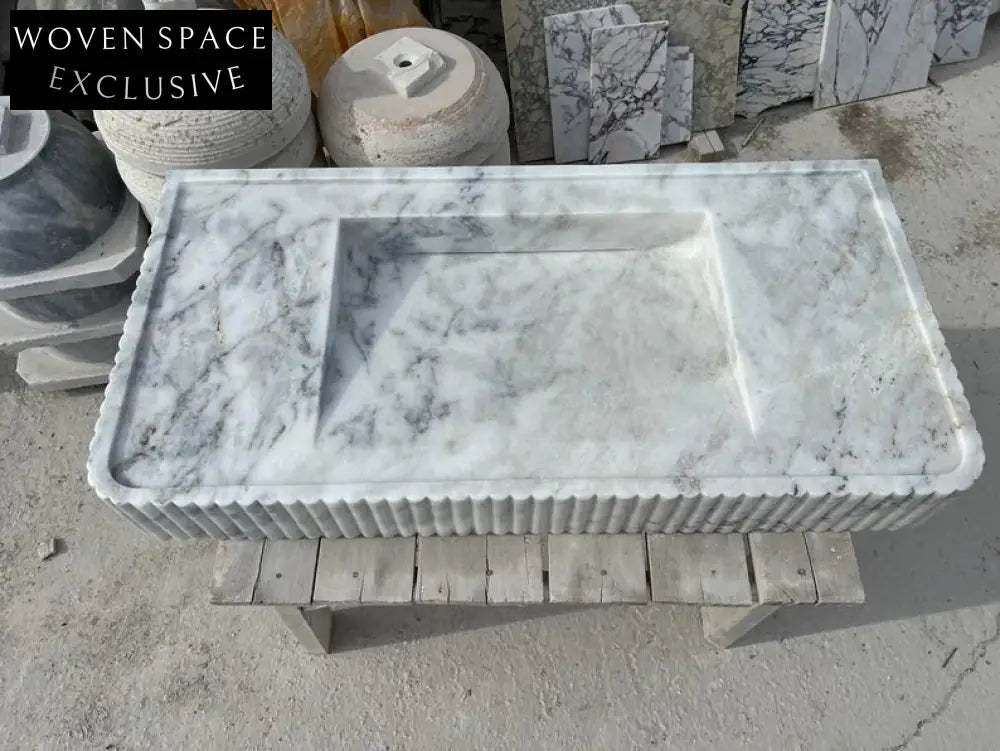 Danelle Carrara Marble Sink with Ribbed Sides