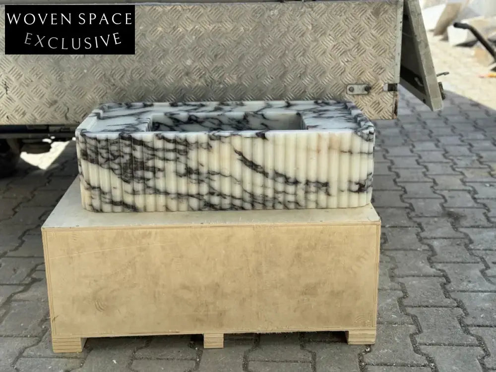 Dario Calacatta Viola marble sink ribbed Wash basin