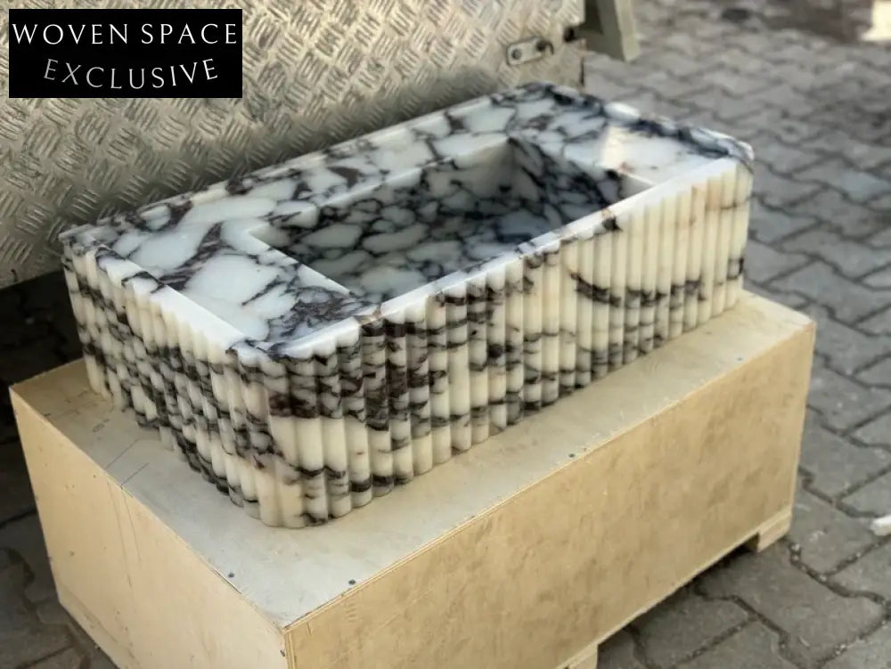 Dario Calacatta Viola marble sink ribbed Wash basin