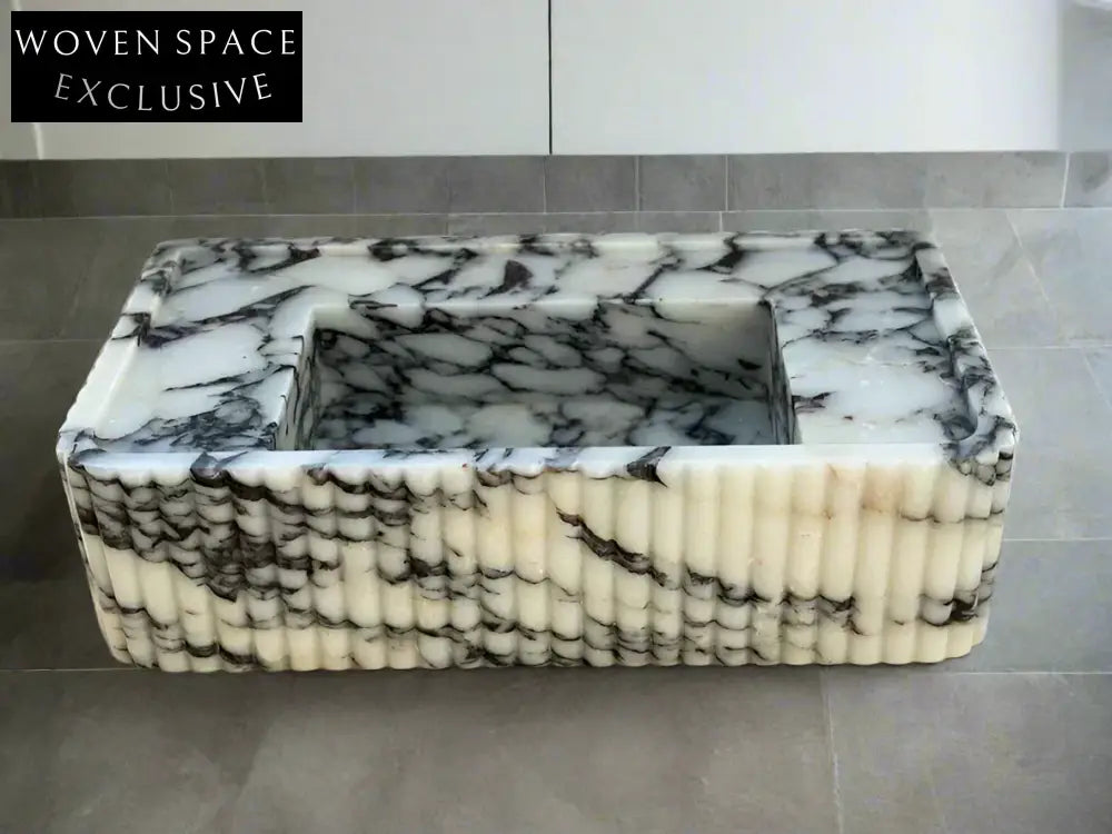 Dario Calacatta Viola marble sink ribbed Wash basin
