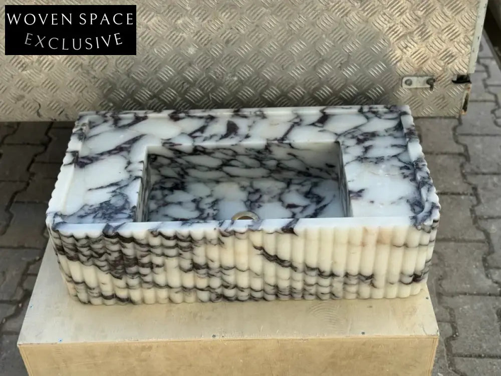 Dario Calacatta Viola marble sink ribbed Wash basin