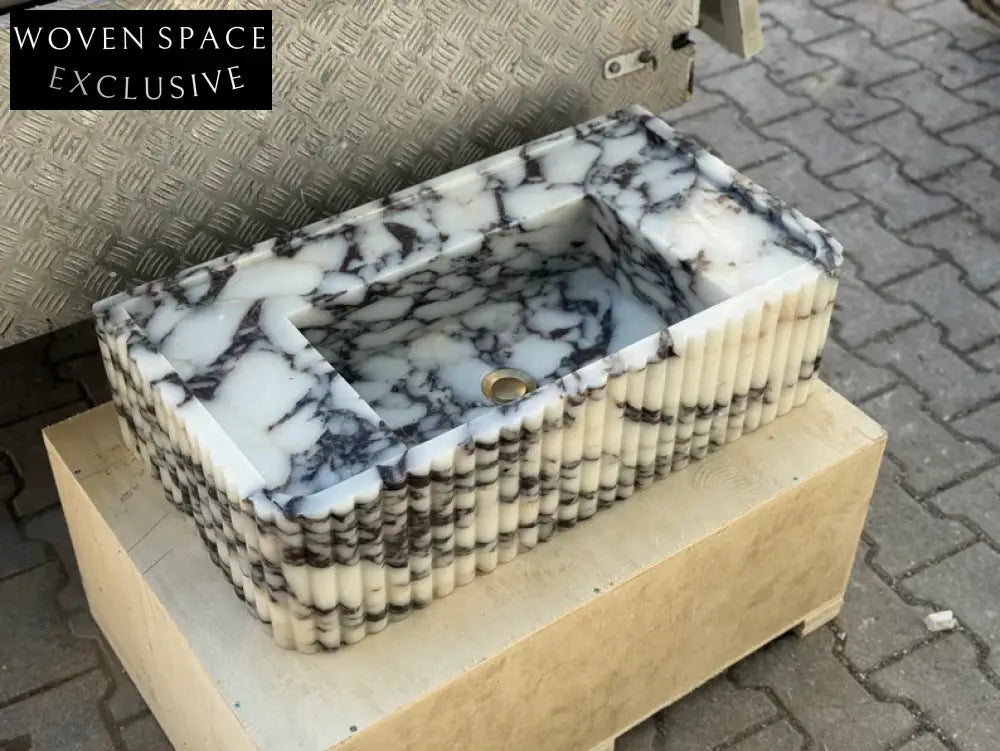 Dario Calacatta Viola marble sink ribbed Wash basin