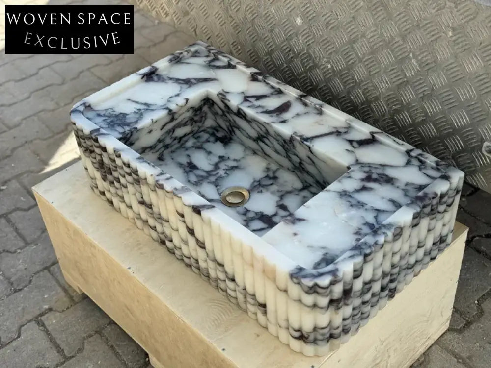 Dario Calacatta Viola marble sink ribbed Wash basin