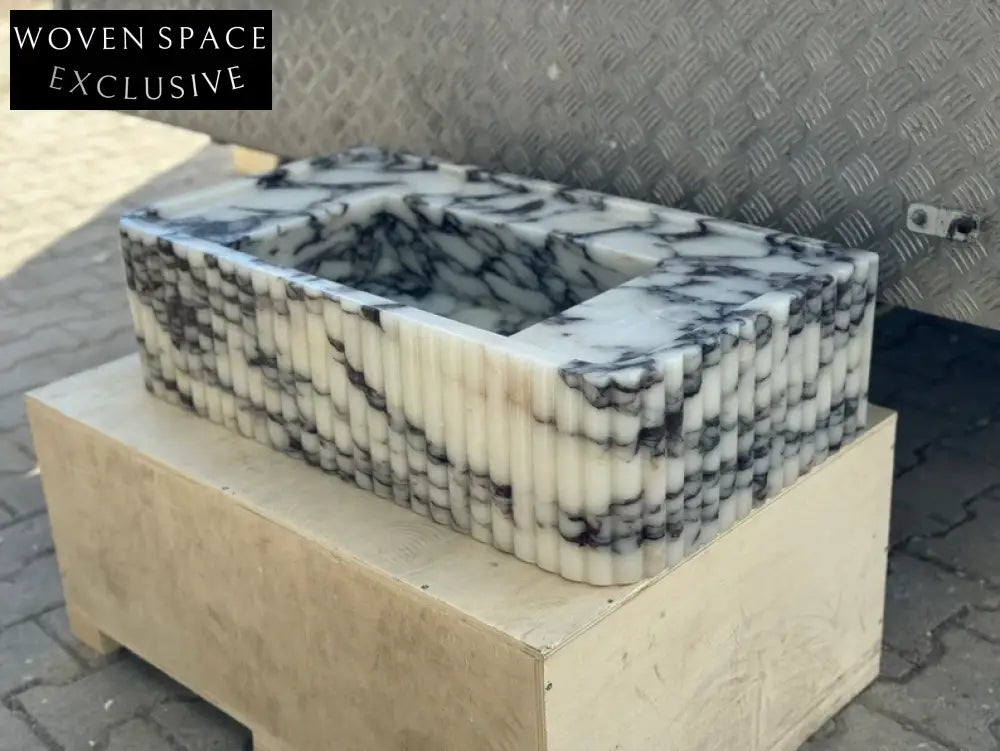 Dario Calacatta Viola marble sink ribbed Wash basin