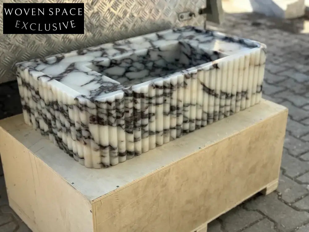 Dario Calacatta Viola marble sink ribbed Wash basin