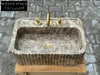 Dark Emperador marble ribbed sink