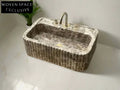 Dark Emperador marble ribbed sink