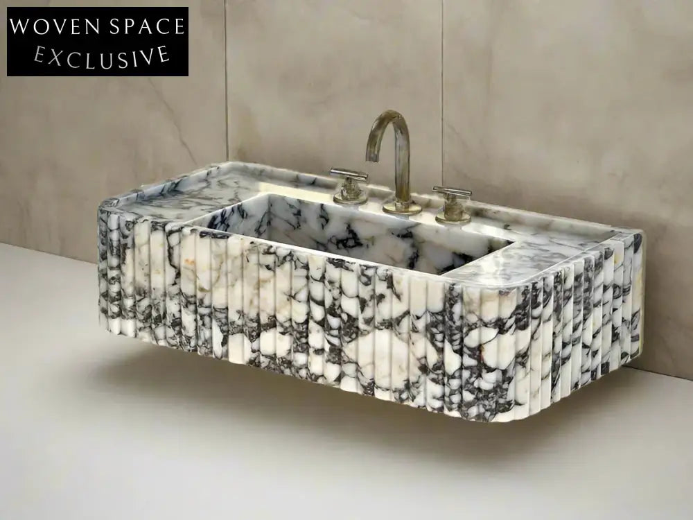 Davide Viola Marble Sink Ribbed Sides Trendy Bathroom Basin