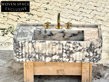 Davide Viola Marble Sink Ribbed Sides Trendy Bathroom Basin