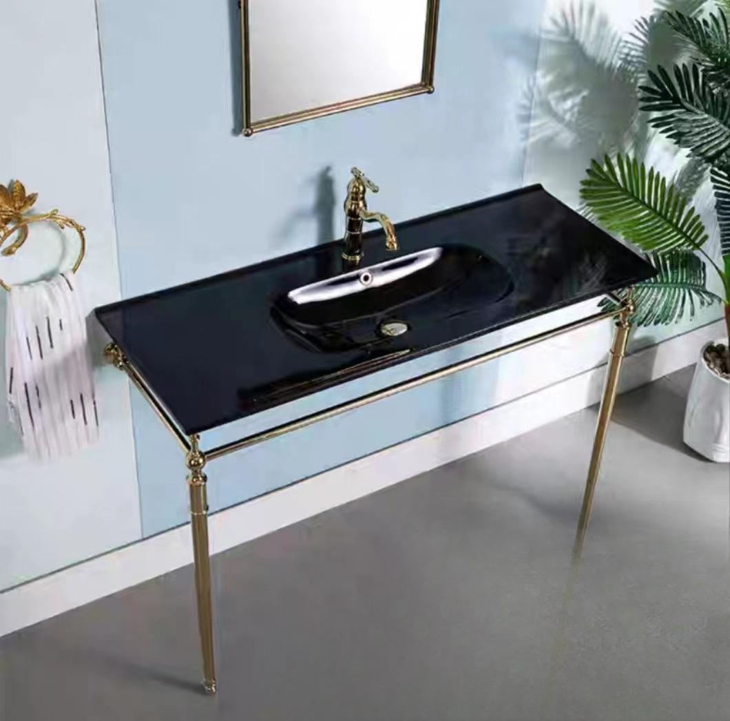 Mariann Retro Black Glaze Ceramic Basin Set