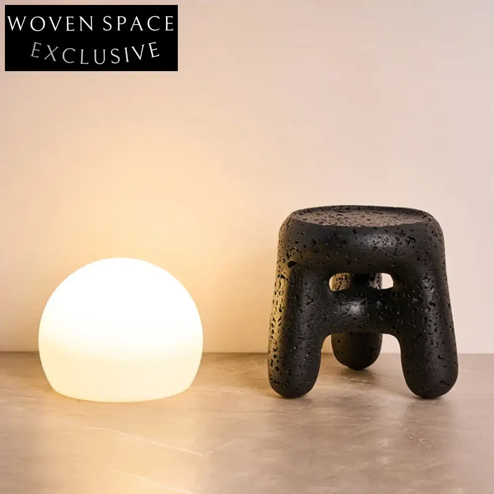 Decorative Stone Night Light Cream Style Bedroom Bedside Accent Lamp