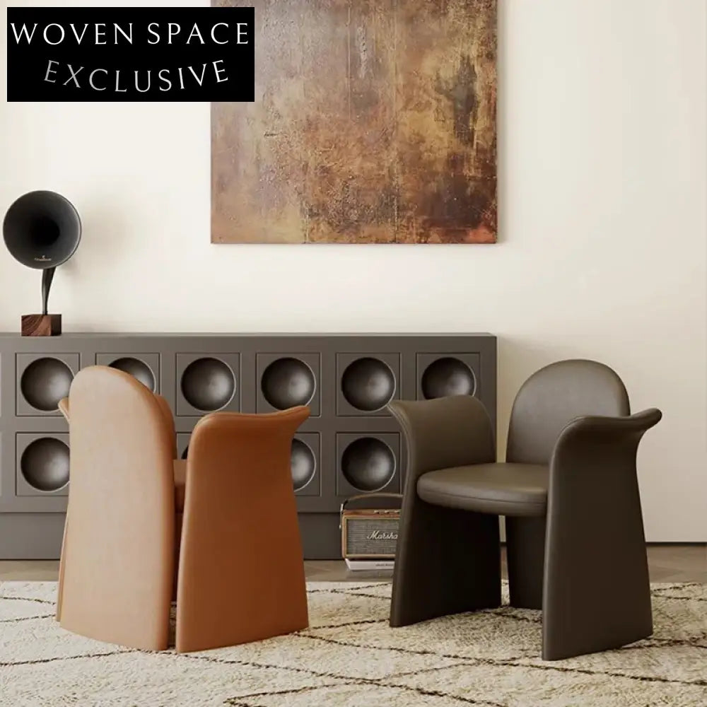 Deluxe Modern Minimalist Comfortable Leather Armrest Accent Dining Lounge Chair