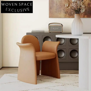 Deluxe Modern Minimalist Comfortable Leather Armrest Accent Dining Lounge Chair