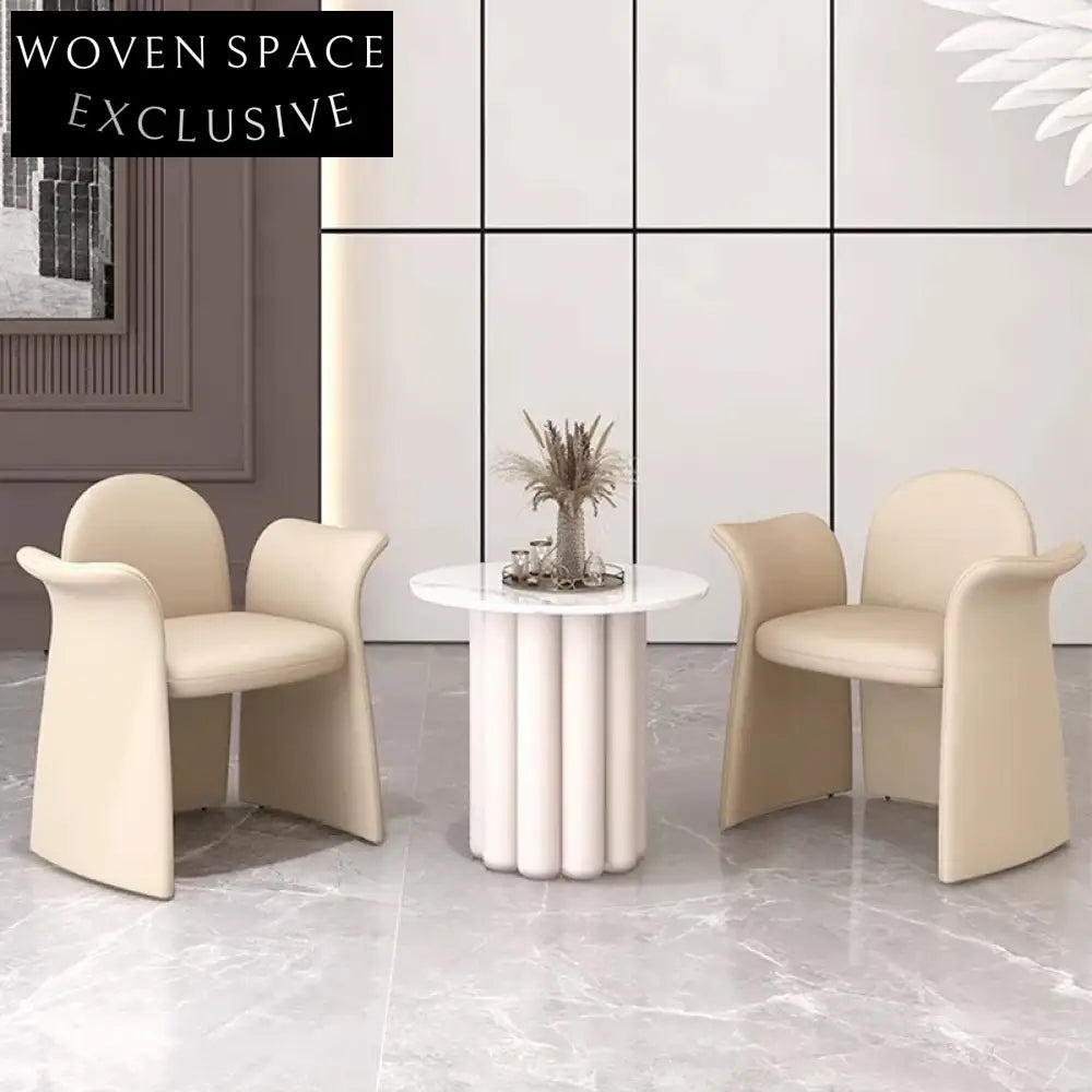 Deluxe Modern Minimalist Comfortable Leather Armrest Accent Dining Lounge Chair