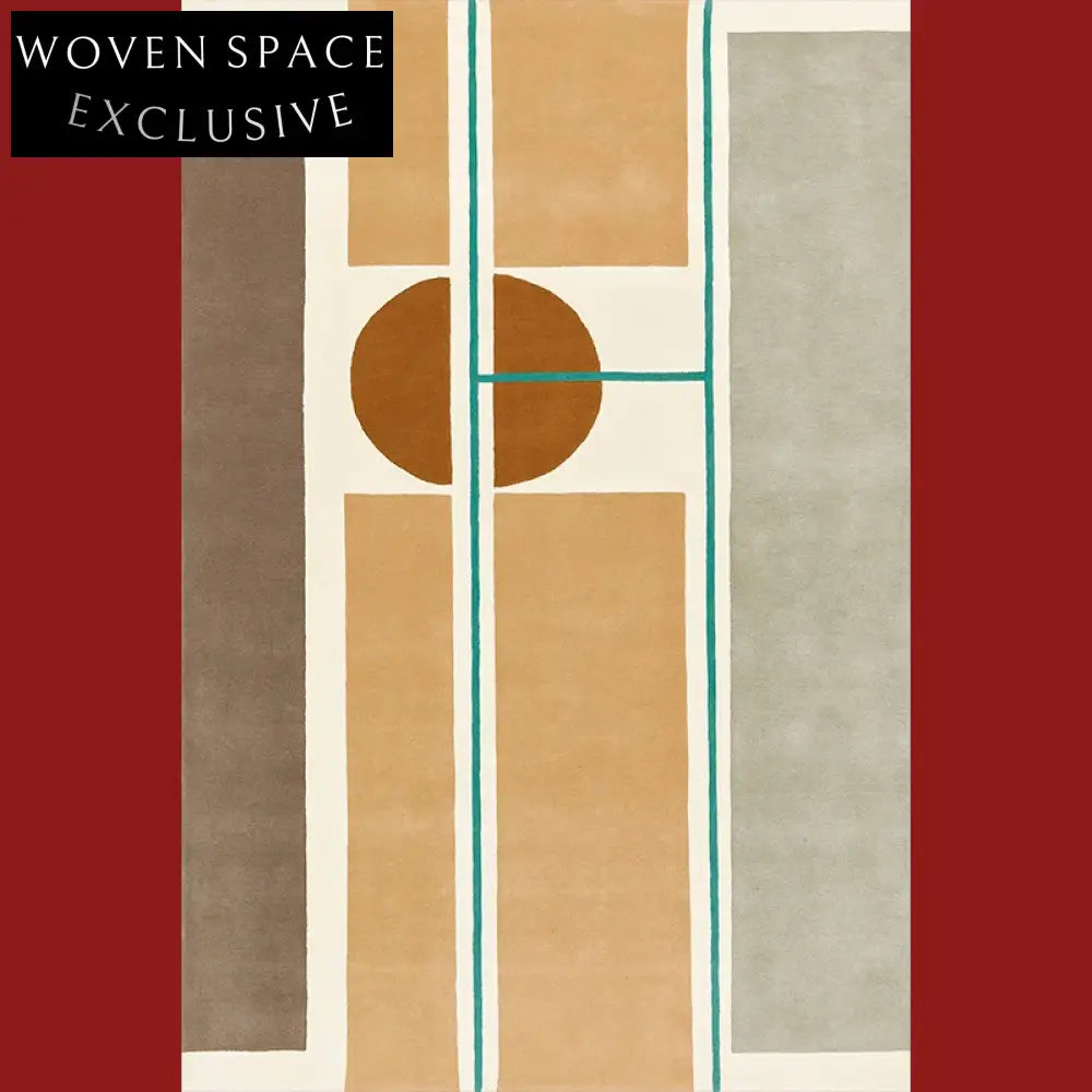 Designer Cream Polyester Geometric Area Rug for Living Room, Bedroom Carpet