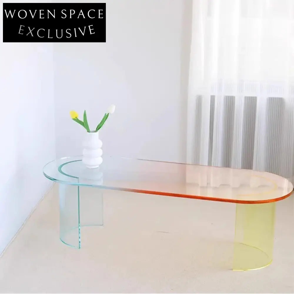 Designer Modern Oval Acrylic Coffee Table for Living Room Sofa Centerpiece