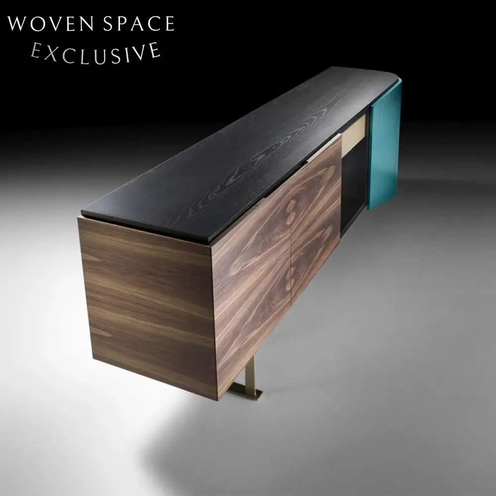 Designer Modern Wooden 3-Door Console Cabinet for Living Room Entertainment Storage