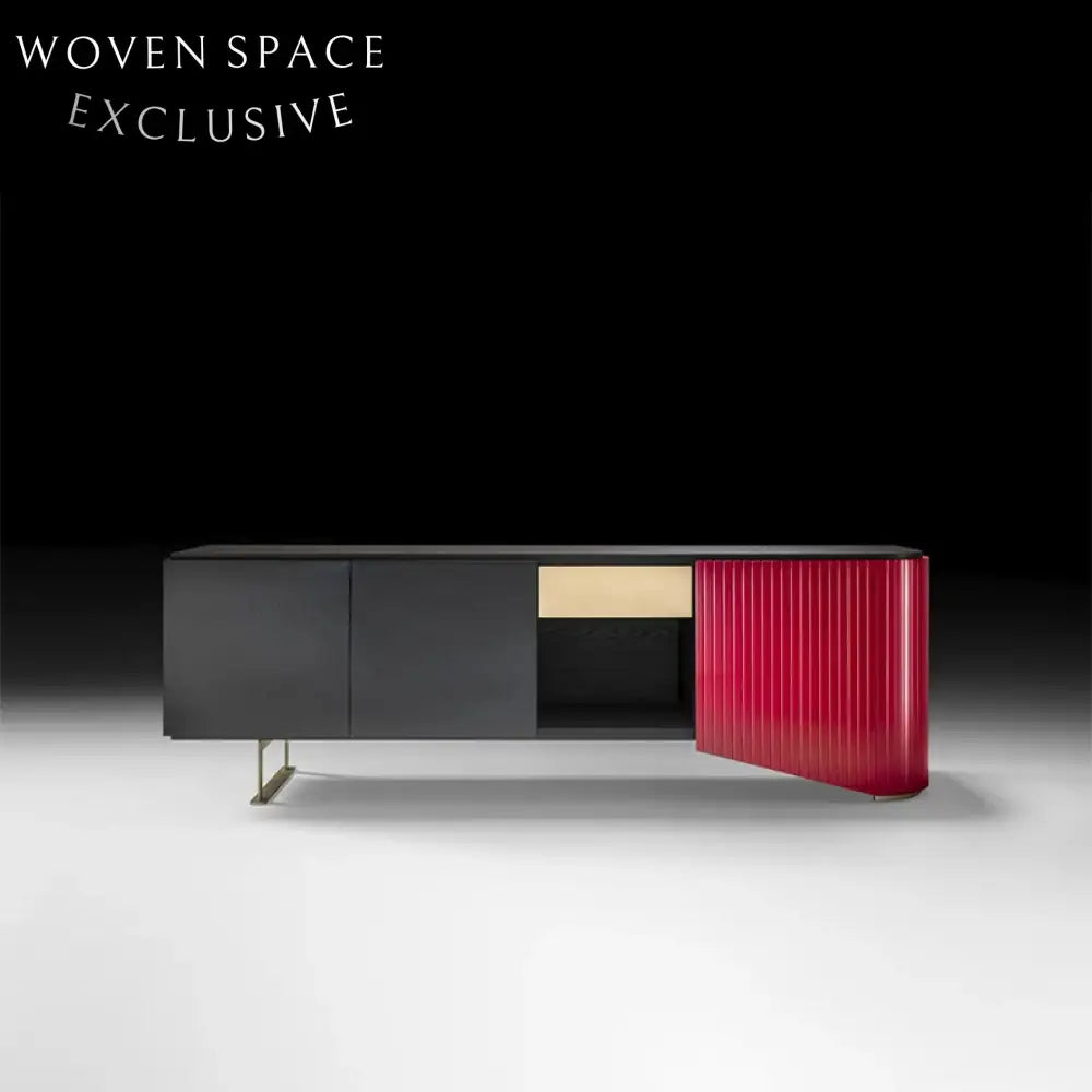 Designer Modern Wooden 3-Door Console Cabinet for Living Room Entertainment Storage