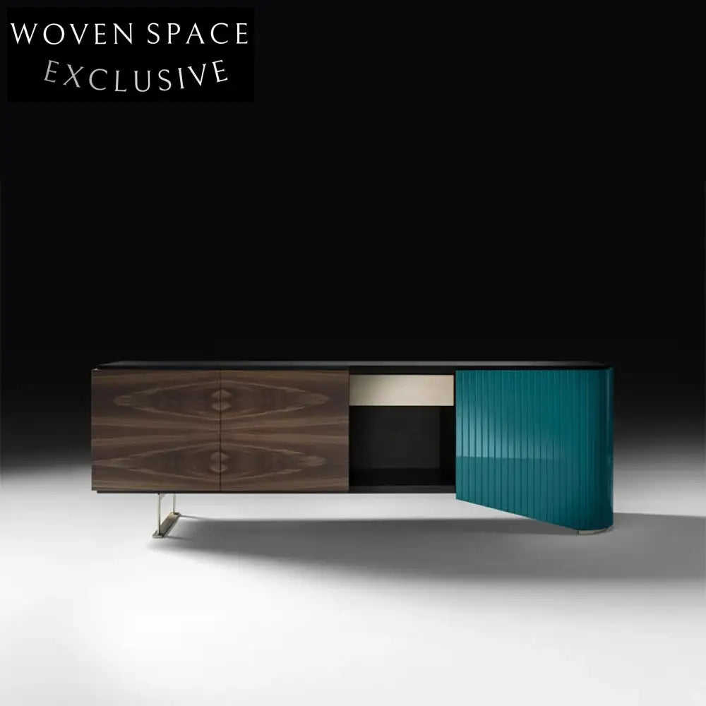 Designer Modern Wooden 3-Door Console Cabinet for Living Room Entertainment Storage