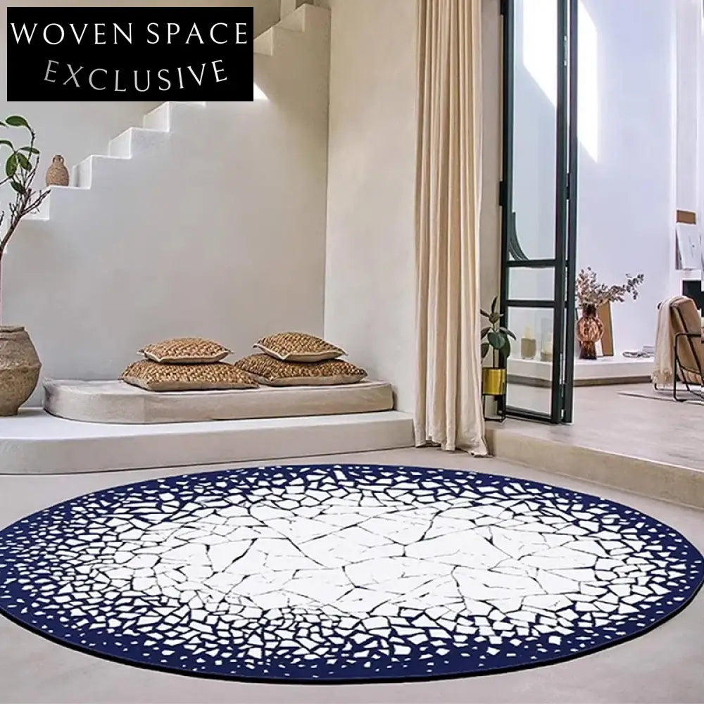 Designer Retro Black White Handmade Polyester Area Rug for Living Room