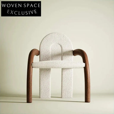 Designer Vintage Mid-Century Boucle Fabric Armrest Dining Accent Chair for Home