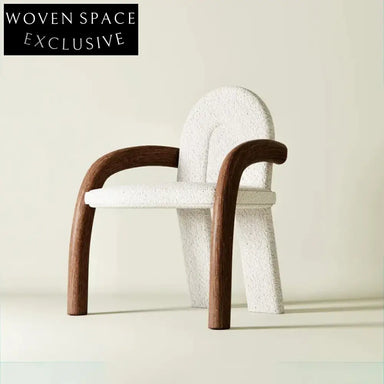 Designer Vintage Mid-Century Boucle Fabric Armrest Dining Accent Chair for Home