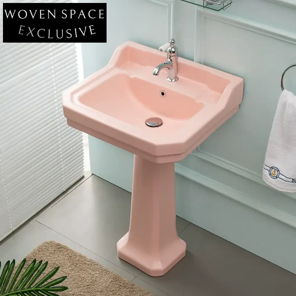 Dietao British Retro Classical Matte Black Ceramic Basin Pink single hole with faucet and accessories