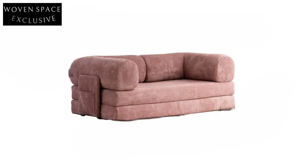 dual-use sofa bed movable fabric module sofa three-person folding high-end sofa pink