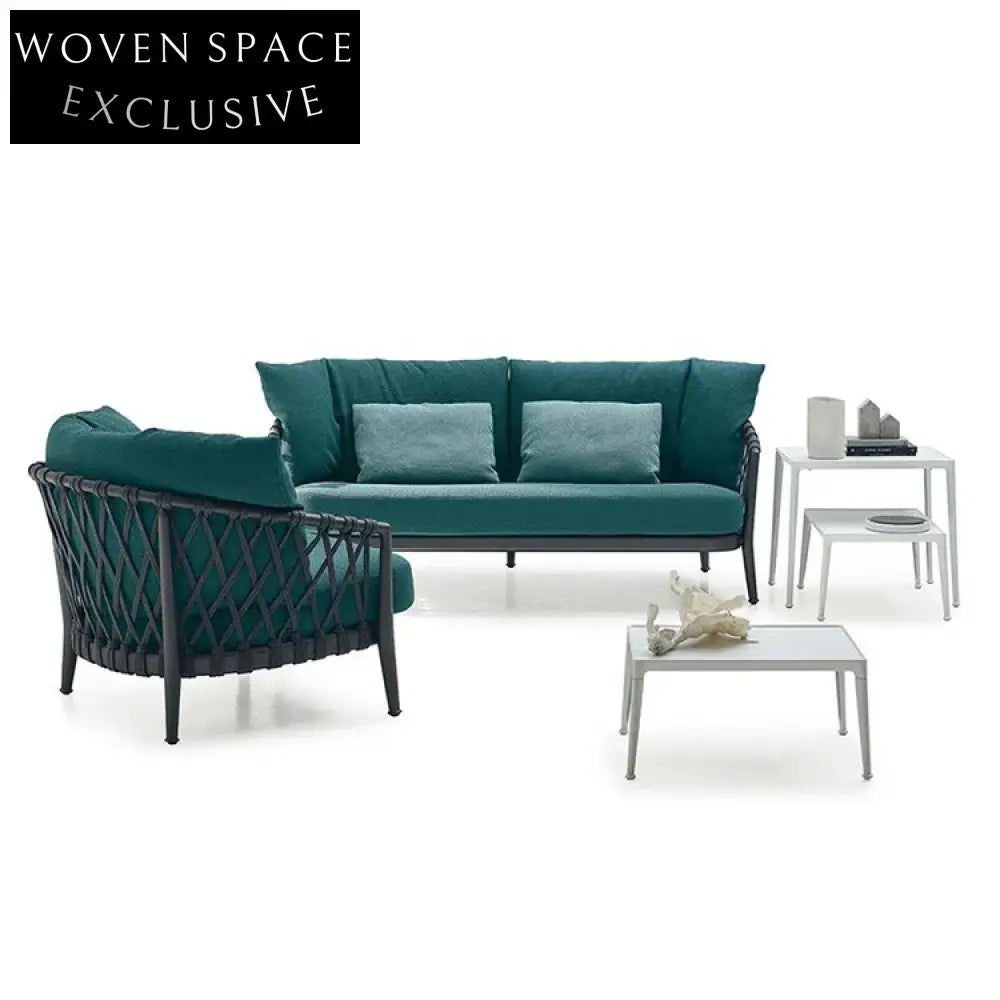 Durable Aluminum Frame Outdoor Sofa with Waterproof Cushions for Patio Garden