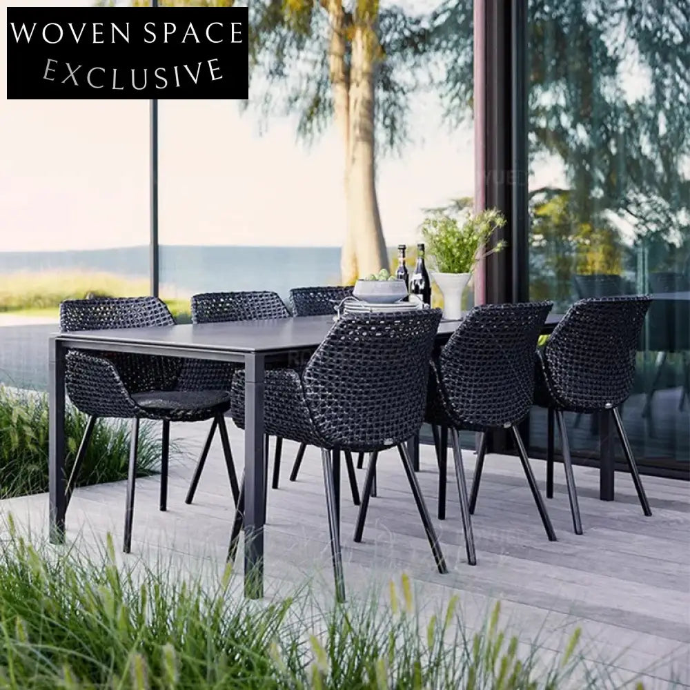 Durable Aluminum PE Rattan Outdoor Dining Chair and Table Furniture Set