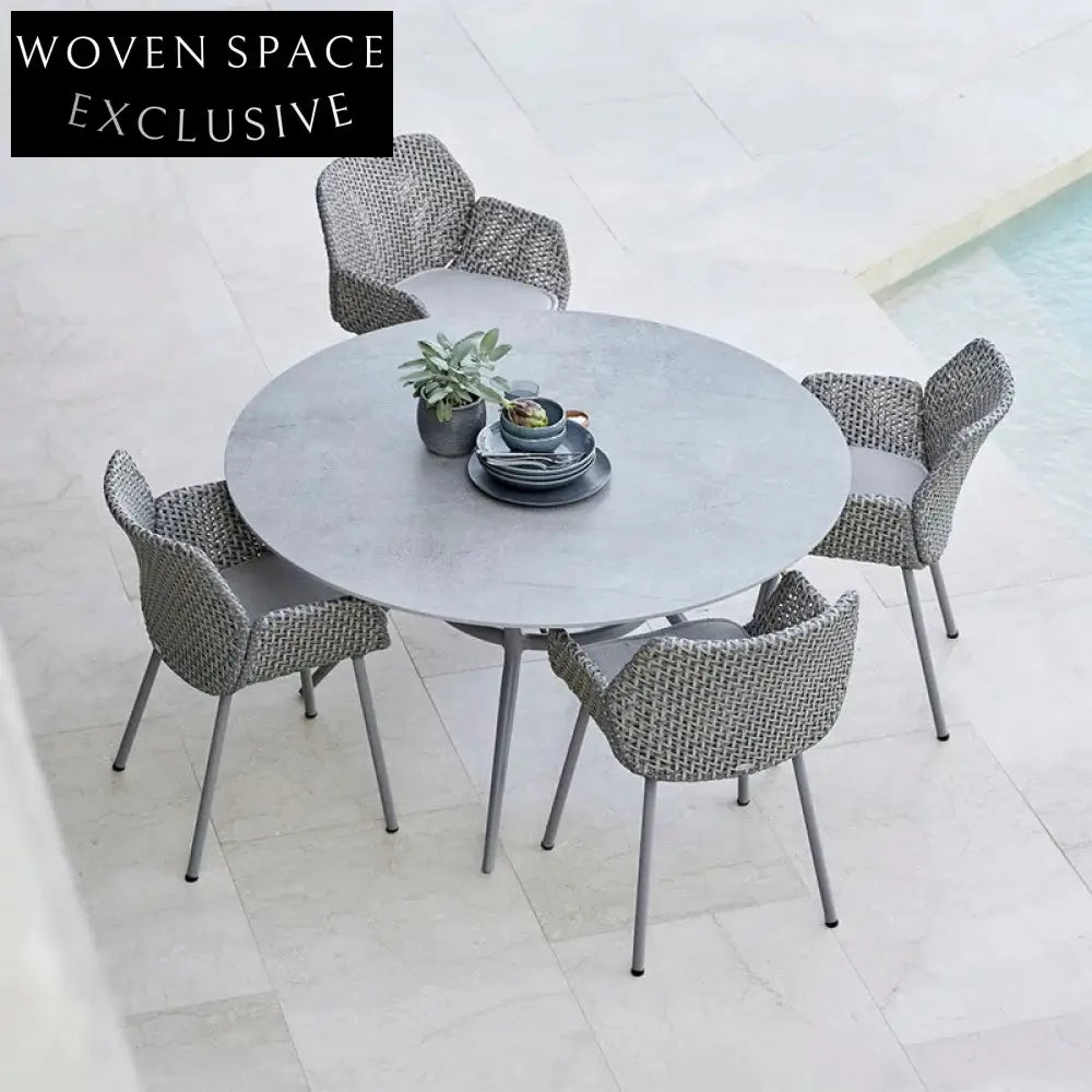 Durable Aluminum PE Rattan Outdoor Dining Chair and Table Furniture Set