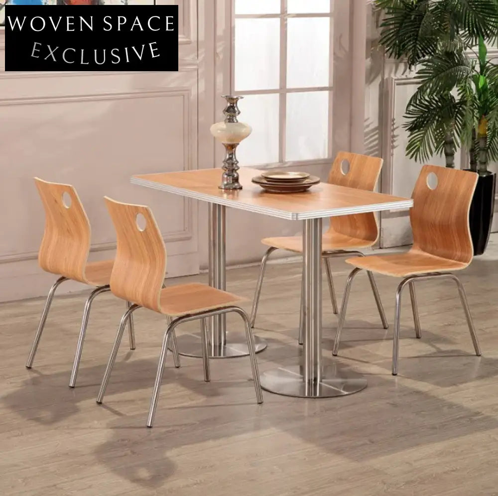 Durable Rectangle Plywood Dining Restaurant Coffee Wood Table