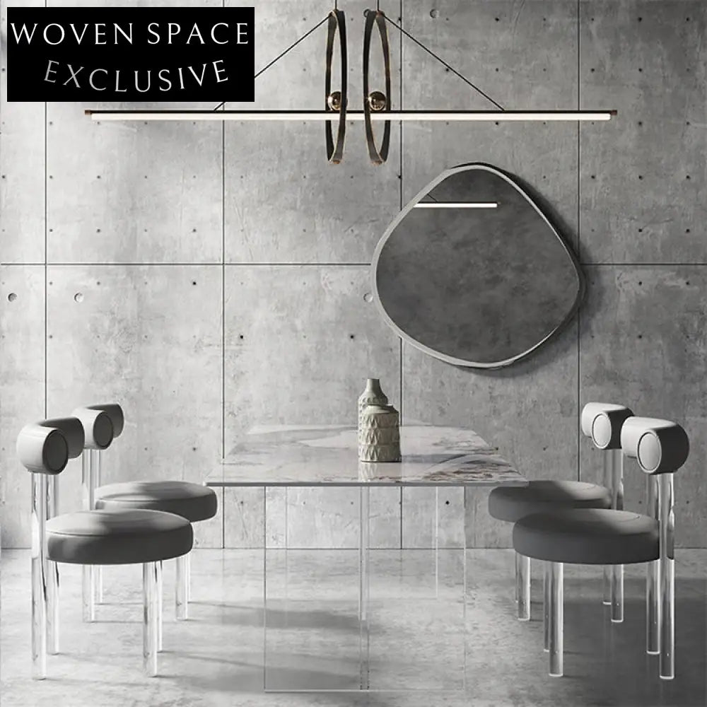 Durable Slate Top Rectangle Dining Table with Clear Acrylic Legs