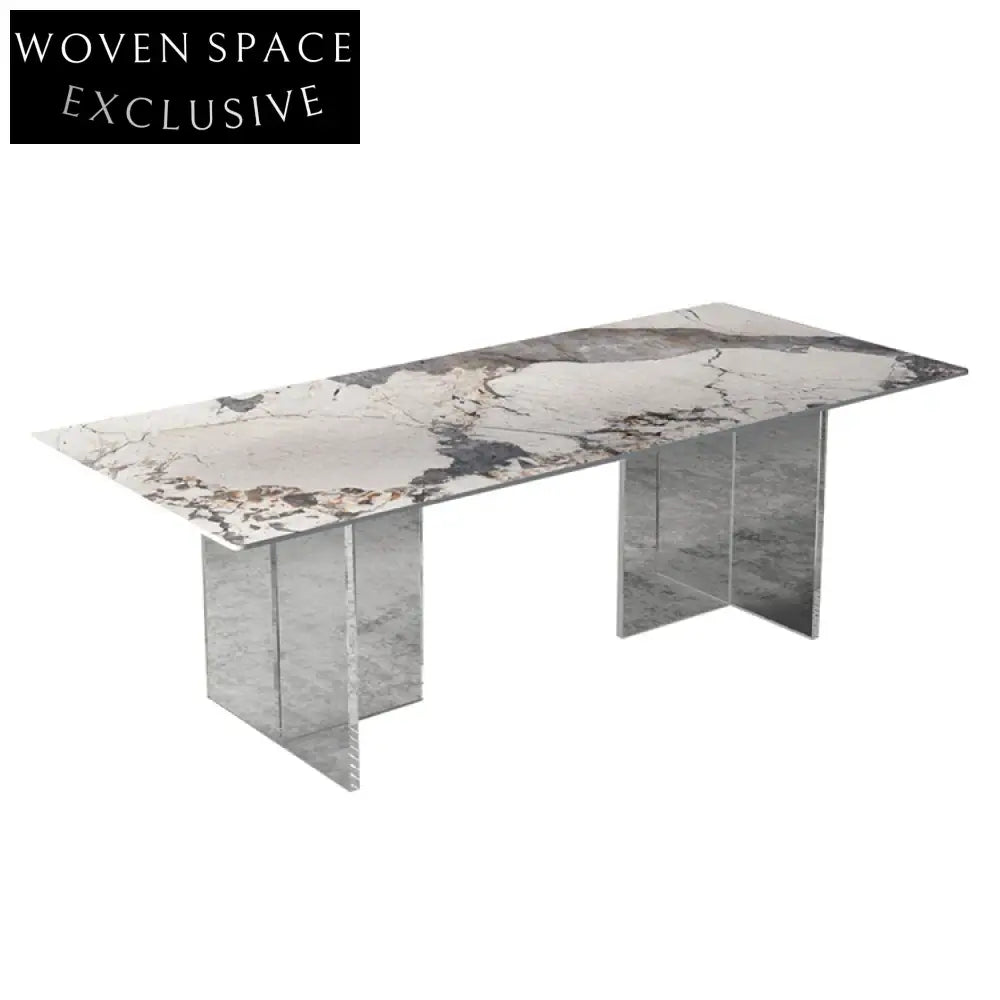 Durable Slate Top Rectangle Dining Table with Clear Acrylic Legs