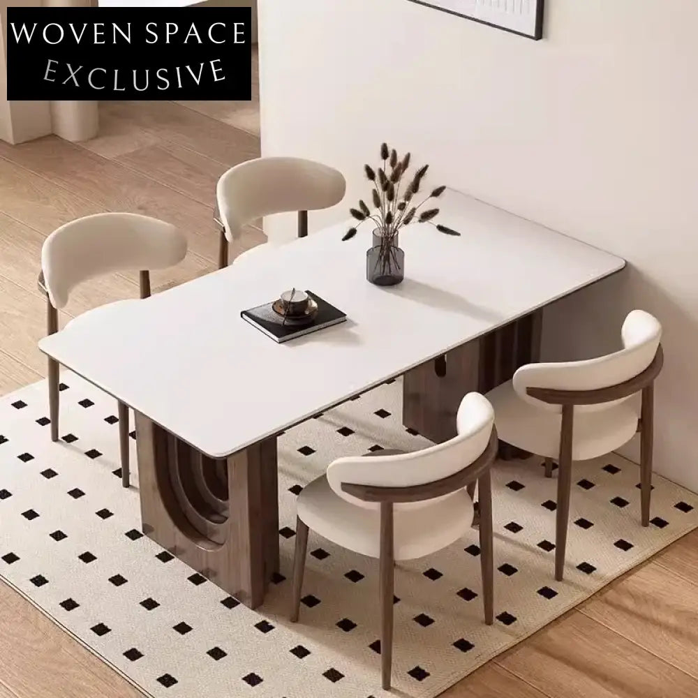 Durable Solid Wood Dining Table with Modern Minimalist Full Support Base