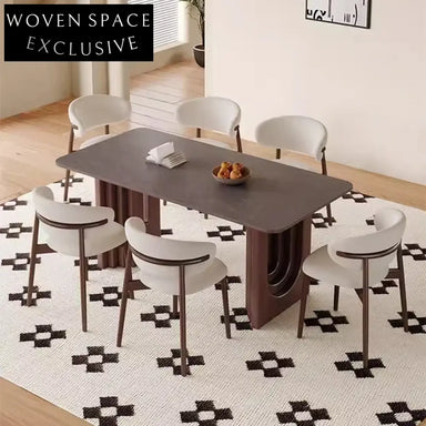 Durable Solid Wood Dining Table with Modern Minimalist Full Support Base