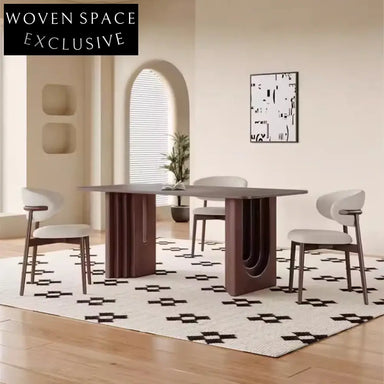 Durable Solid Wood Dining Table with Modern Minimalist Full Support Base