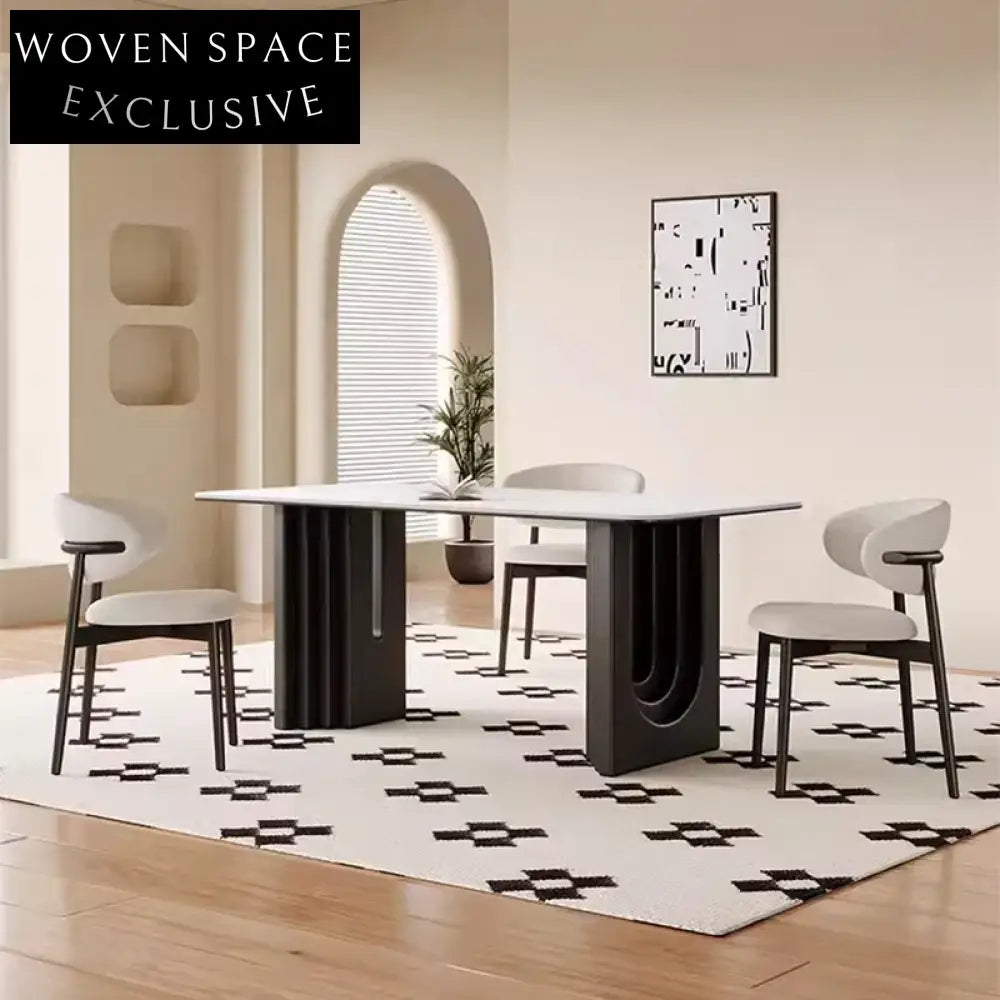 Durable Solid Wood Dining Table with Modern Minimalist Full Support Base