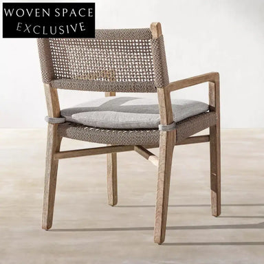 Durable Teak Wood Rattan Outdoor Patio Restaurant Cafe Dining Chair Set